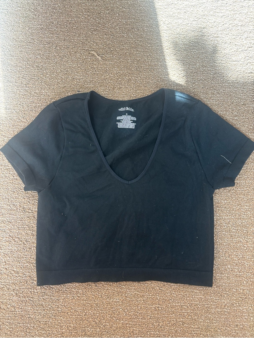 wild fable Black Ribbed V-Neck Crop Top